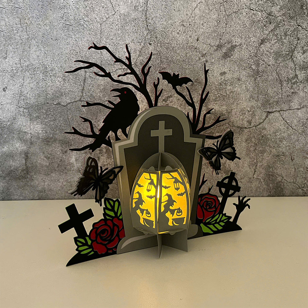 Tombstone 1 - 3D Halloween Paper Lantern File - Cricut File  - VEKTOR KRAFT