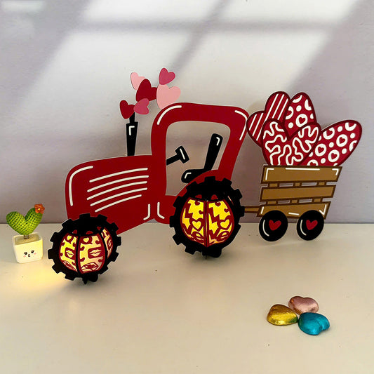 Tractor Love - 3D Valentine Paper Lantern File  - Cricut File  - VEKTOR KRAFT