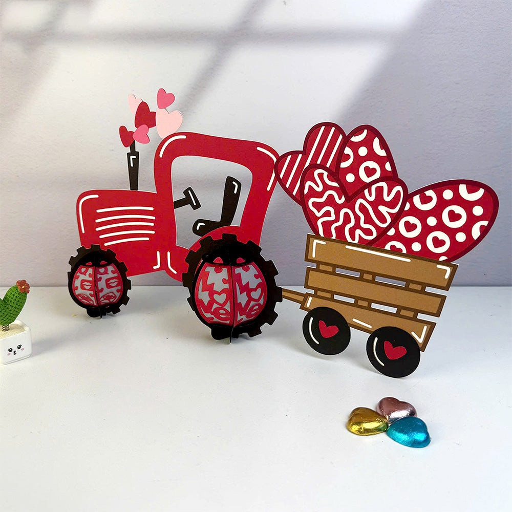 Tractor Love - 3D Valentine Paper Lantern File  - Cricut File  - VEKTOR KRAFT