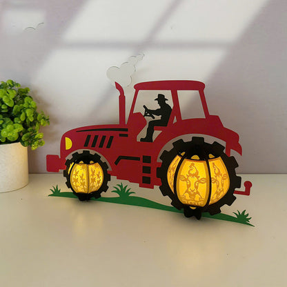 Tractor - 3D Paper Cut Lantern File  - Cricut File  - VEKTOR KRAFT