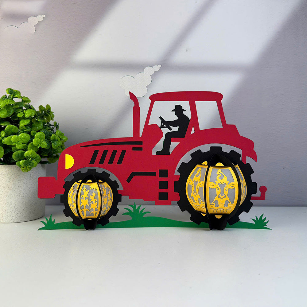 Tractor - 3D Paper Cut Lantern File  - Cricut File  - VEKTOR KRAFT
