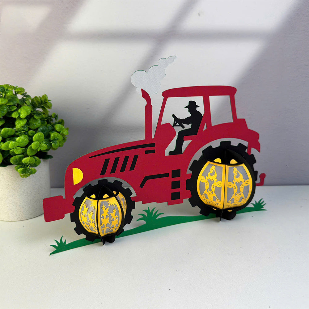 Tractor - 3D Paper Cut Lantern File  - Cricut File  - VEKTOR KRAFT