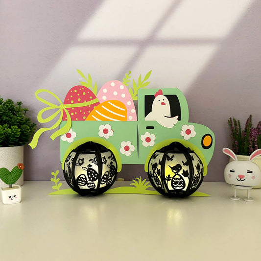Truck Easter - 3D Easter Paper Lantern File  - Cricut File  - VEKTOR KRAFT