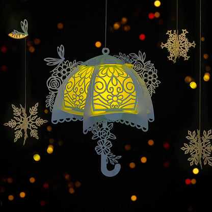 Umbrella 3 - 3D Paper Cut Lantern File  - Cricut File  - VEKTOR KRAFT