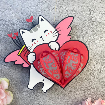 Valentine Cat - 3D Valentine Paper Lantern File  - Cricut File  - VEKTOR KRAFT