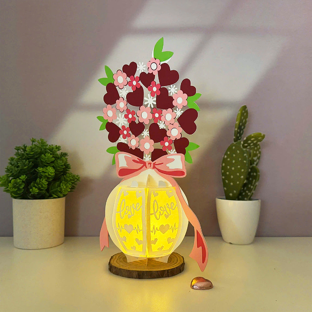 Vase Valentine - 3D Valentine Paper Lantern File  - Cricut File  - VEKTOR KRAFT