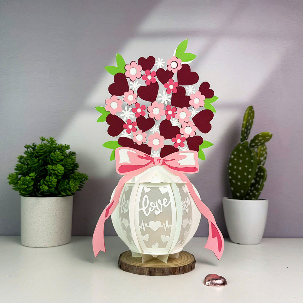 Vase Valentine - 3D Valentine Paper Lantern File  - Cricut File  - VEKTOR KRAFT