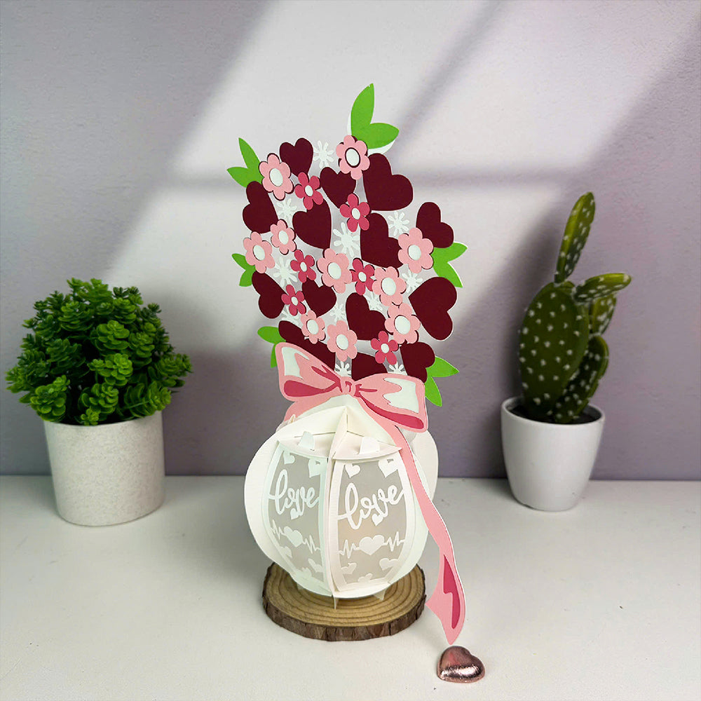 Vase Valentine - 3D Valentine Paper Lantern File  - Cricut File  - VEKTOR KRAFT