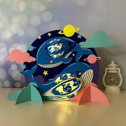 Whale Couple - 3D Animal Paper Cut Lantern File  - Cricut File  - VEKTOR KRAFT