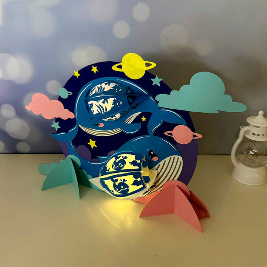 Whale Couple - 3D Animal Paper Cut Lantern File  - Cricut File  - VEKTOR KRAFT