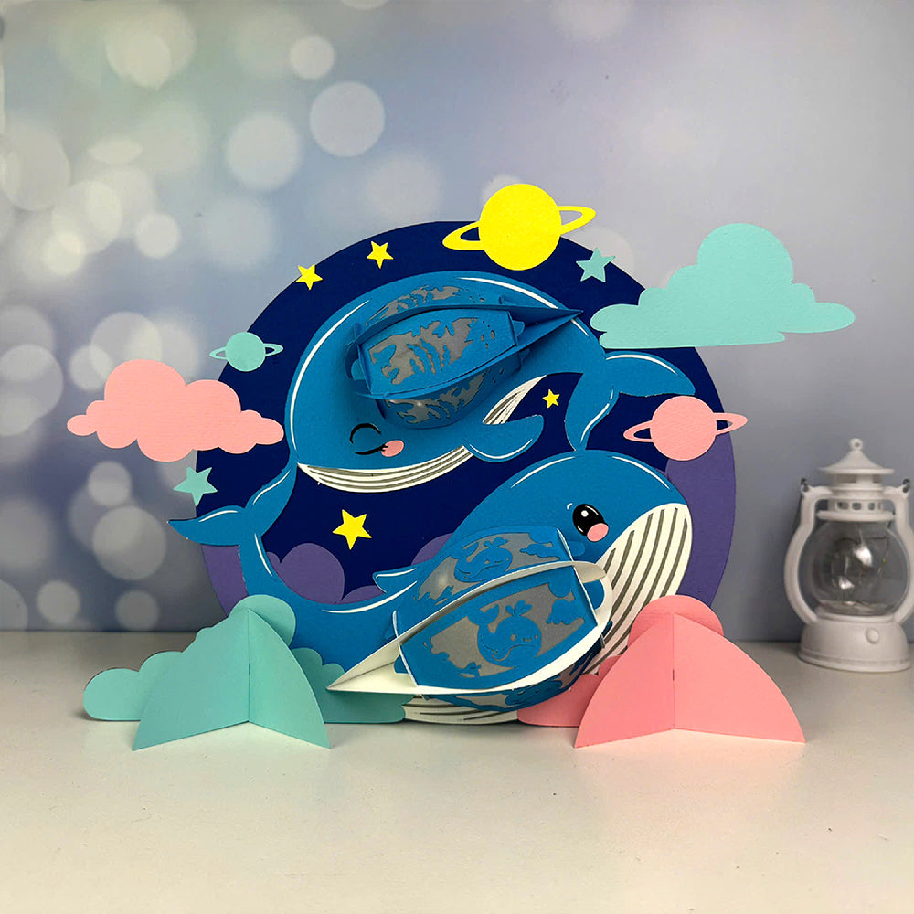 Whale Couple - 3D Animal Paper Cut Lantern File  - Cricut File  - VEKTOR KRAFT