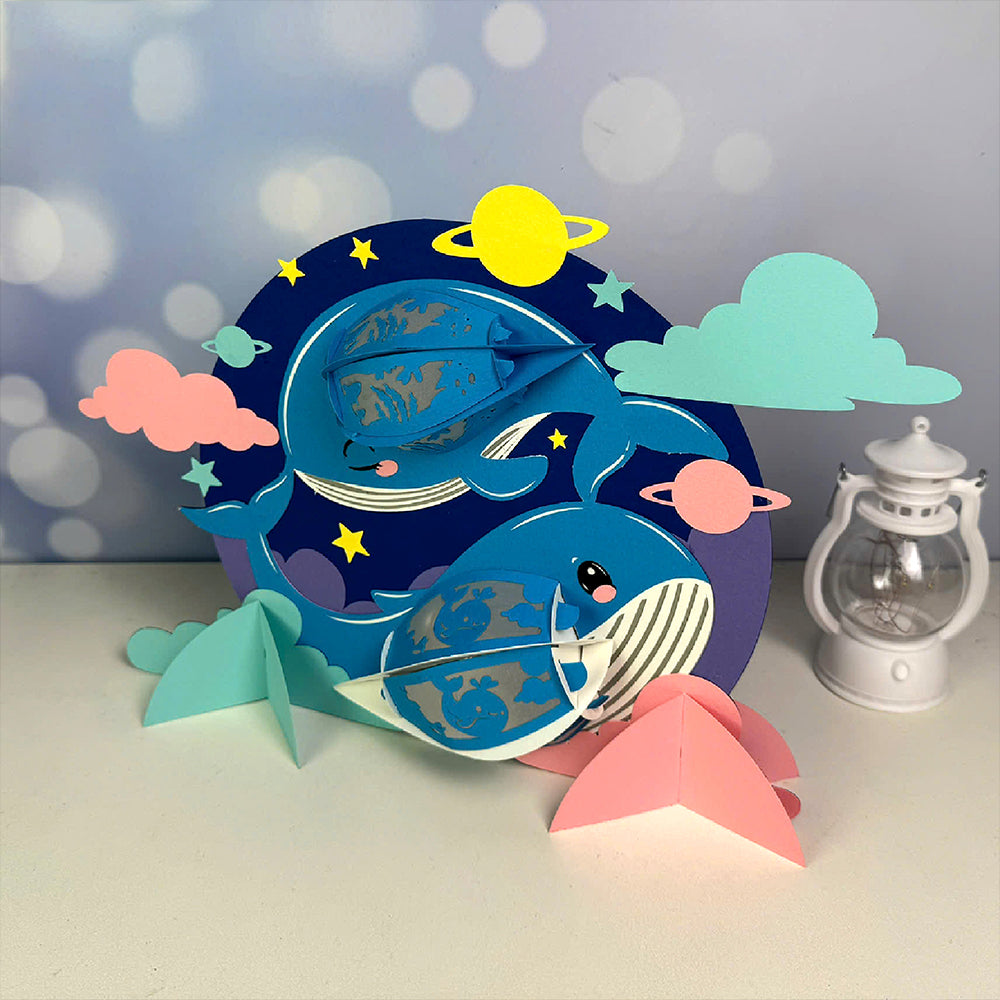 Whale Couple - 3D Animal Paper Cut Lantern File  - Cricut File  - VEKTOR KRAFT