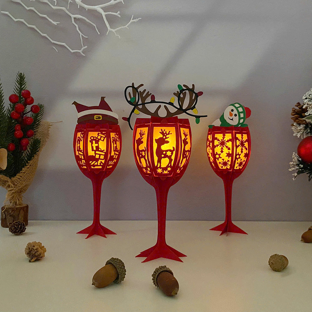 Wine Glasses Christmas - 3D Christmas Lantern File - Cricut File  - VEKTOR KRAFT