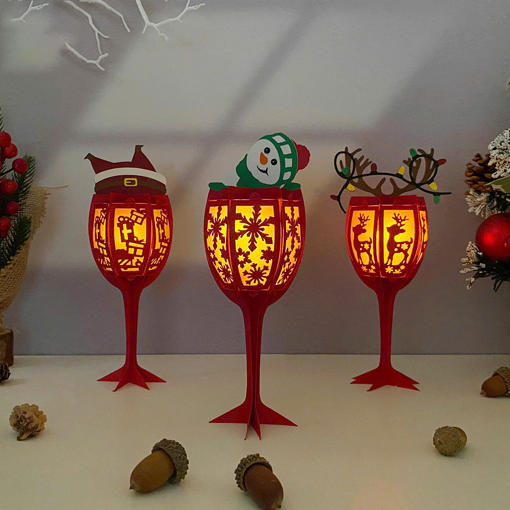 Wine Glasses Christmas - 3D Christmas Lantern File - Cricut File  - VEKTOR KRAFT