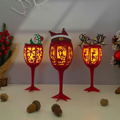 Wine Glasses Christmas - 3D Christmas Lantern File - Cricut File  - VEKTOR KRAFT