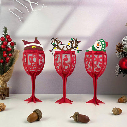 Wine Glasses Christmas - 3D Christmas Lantern File - Cricut File  - VEKTOR KRAFT