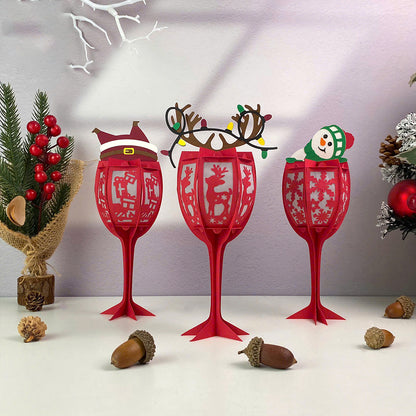 Wine Glasses Christmas - 3D Christmas Lantern File - Cricut File  - VEKTOR KRAFT