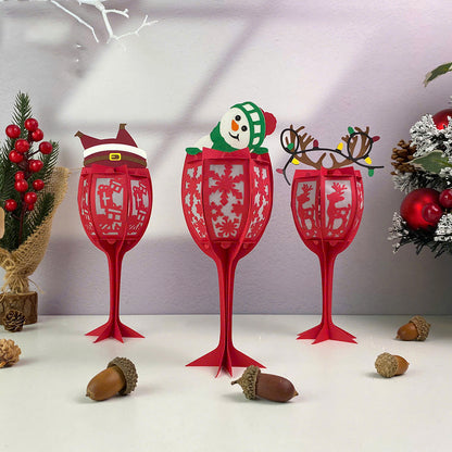 Wine Glasses Christmas - 3D Christmas Lantern File - Cricut File  - VEKTOR KRAFT