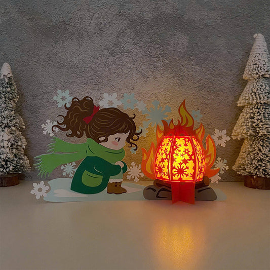 Winter Girl 2 - 3D Christmas Lantern File - Cricut File  - VEKTOR KRAFT