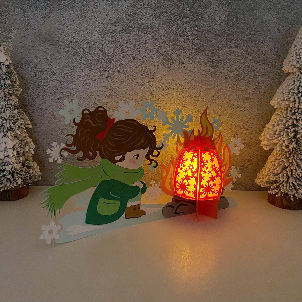 Winter Girl 2 - 3D Christmas Lantern File - Cricut File  - VEKTOR KRAFT