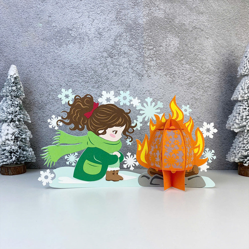 Winter Girl 2 - 3D Christmas Lantern File - Cricut File  - VEKTOR KRAFT
