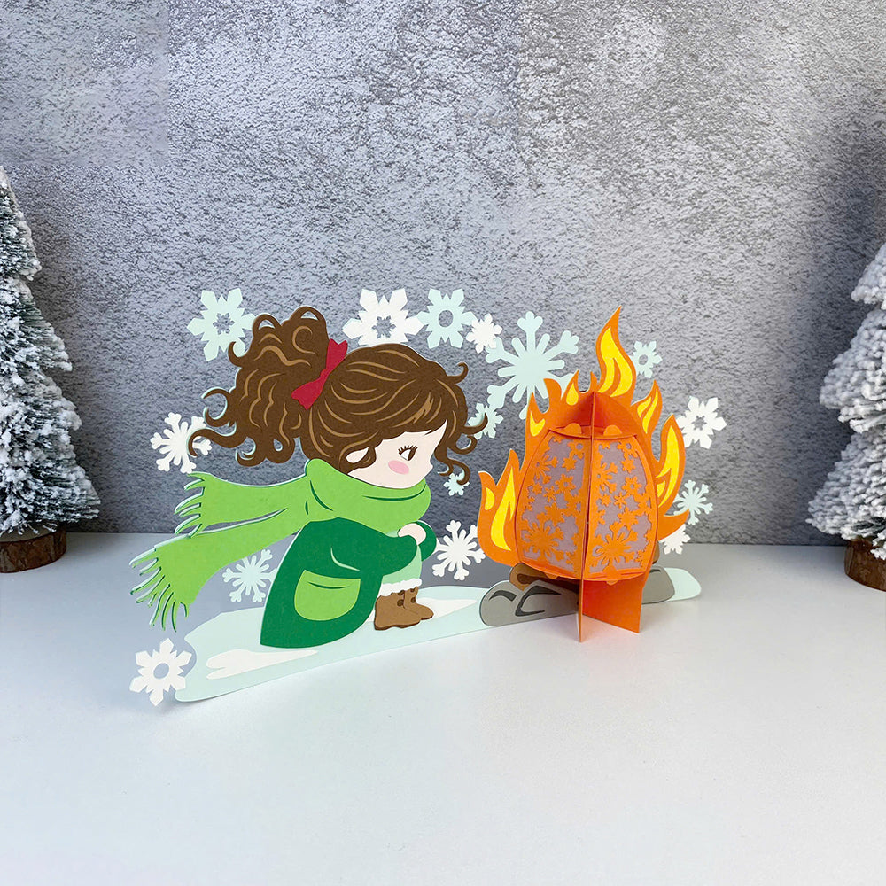 Winter Girl 2 - 3D Christmas Lantern File - Cricut File  - VEKTOR KRAFT