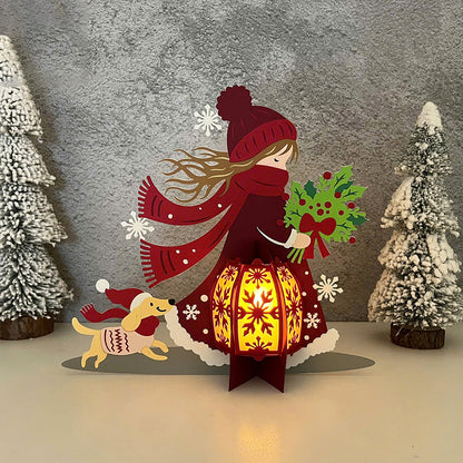 Winter Girl 3 - 3D Christmas Lantern File - Cricut File  - VEKTOR KRAFT