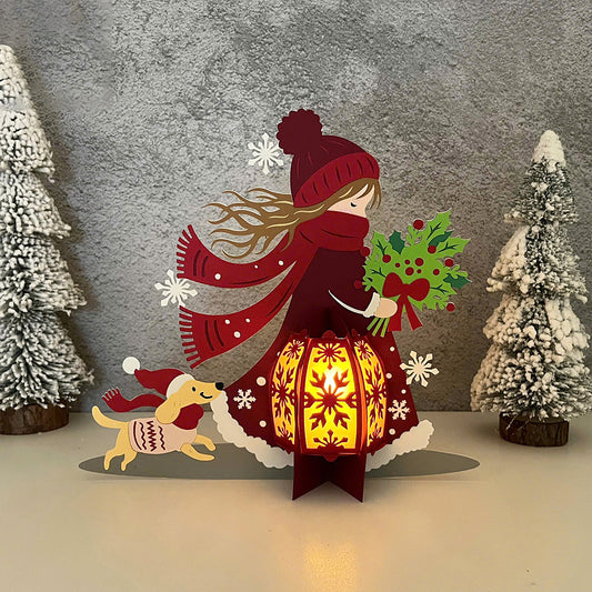 Winter Girl 3 - 3D Christmas Lantern File - Cricut File  - VEKTOR KRAFT