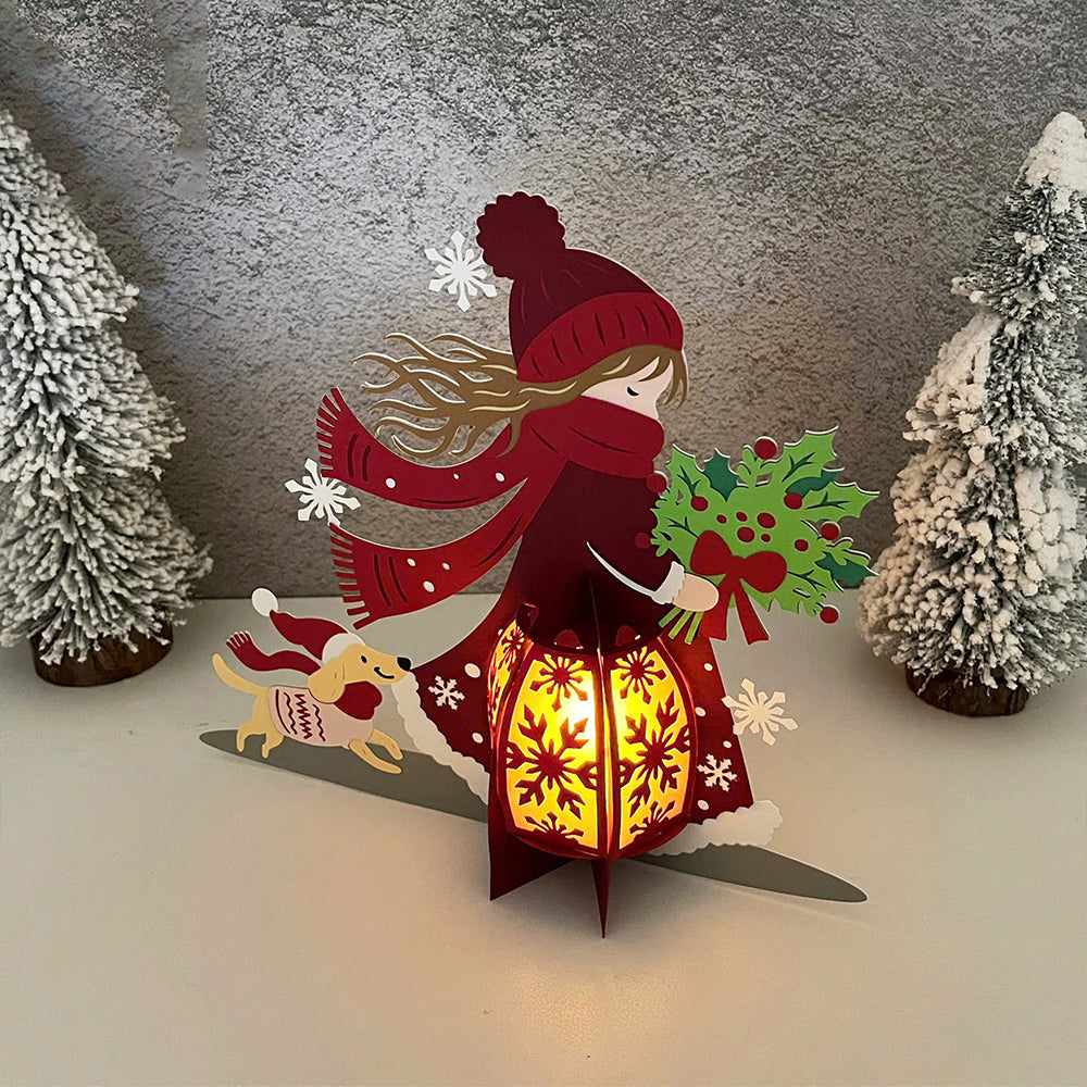 Winter Girl 3 - 3D Christmas Lantern File - Cricut File  - VEKTOR KRAFT