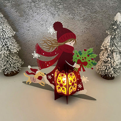 Winter Girl 3 - 3D Christmas Lantern File - Cricut File  - VEKTOR KRAFT