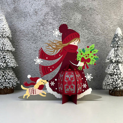 Winter Girl 3 - 3D Christmas Lantern File - Cricut File  - VEKTOR KRAFT