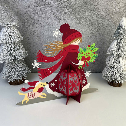 Winter Girl 3 - 3D Christmas Lantern File - Cricut File  - VEKTOR KRAFT