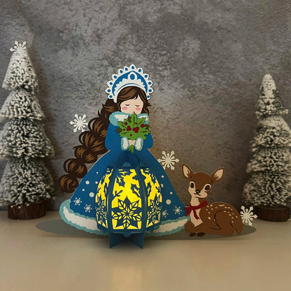 Winter Girl 4 - 3D Christmas Lantern File - Cricut File  - VEKTOR KRAFT