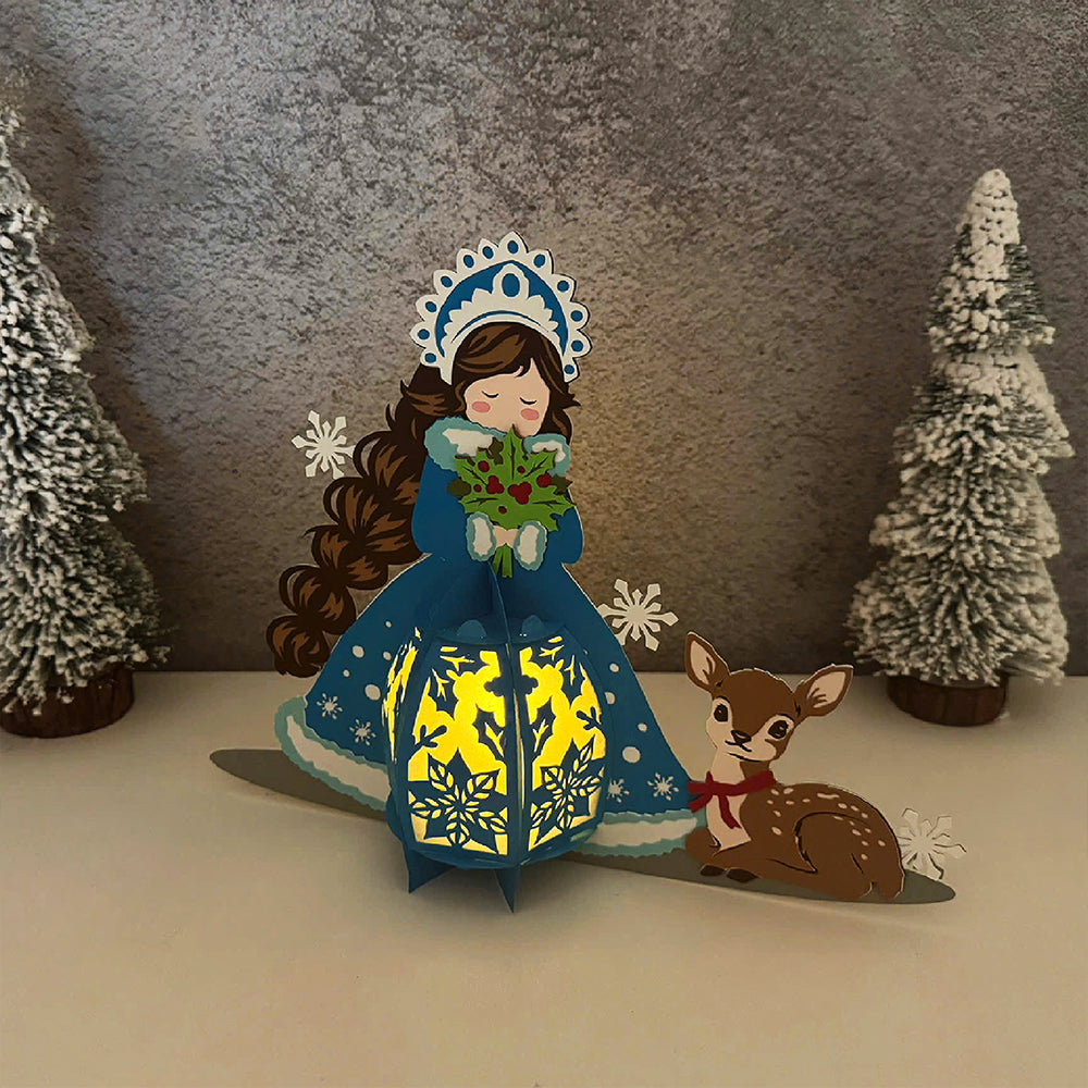 Winter Girl 4 - 3D Christmas Lantern File - Cricut File  - VEKTOR KRAFT