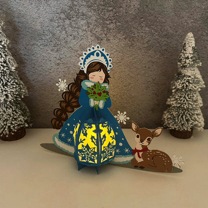 Winter Girl 4 - 3D Christmas Lantern File - Cricut File  - VEKTOR KRAFT