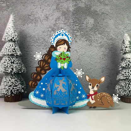 Winter Girl 4 - 3D Christmas Lantern File - Cricut File  - VEKTOR KRAFT