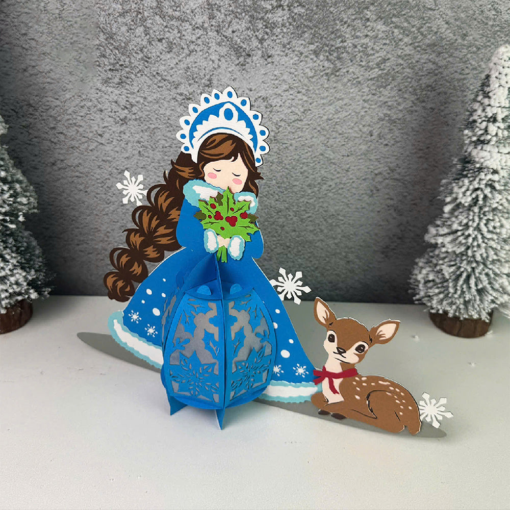Winter Girl 4 - 3D Christmas Lantern File - Cricut File  - VEKTOR KRAFT