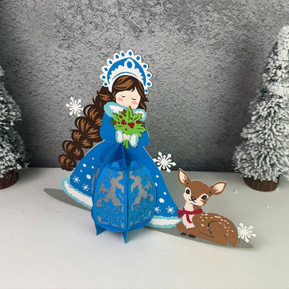 Winter Girl 4 - 3D Christmas Lantern File - Cricut File  - VEKTOR KRAFT