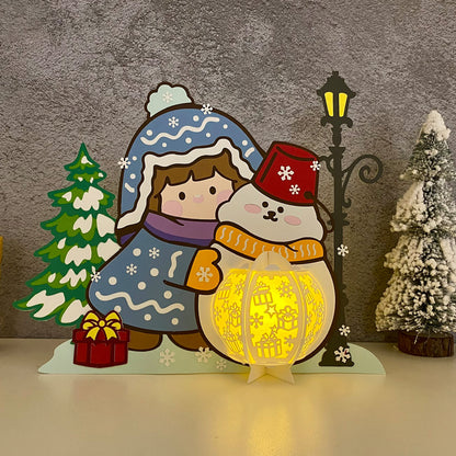 Winter Girl - 3D Christmas Lantern File - Cricut File  - VEKTOR KRAFT