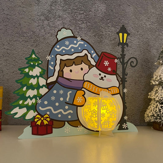 Winter Girl - 3D Christmas Lantern File - Cricut File  - VEKTOR KRAFT