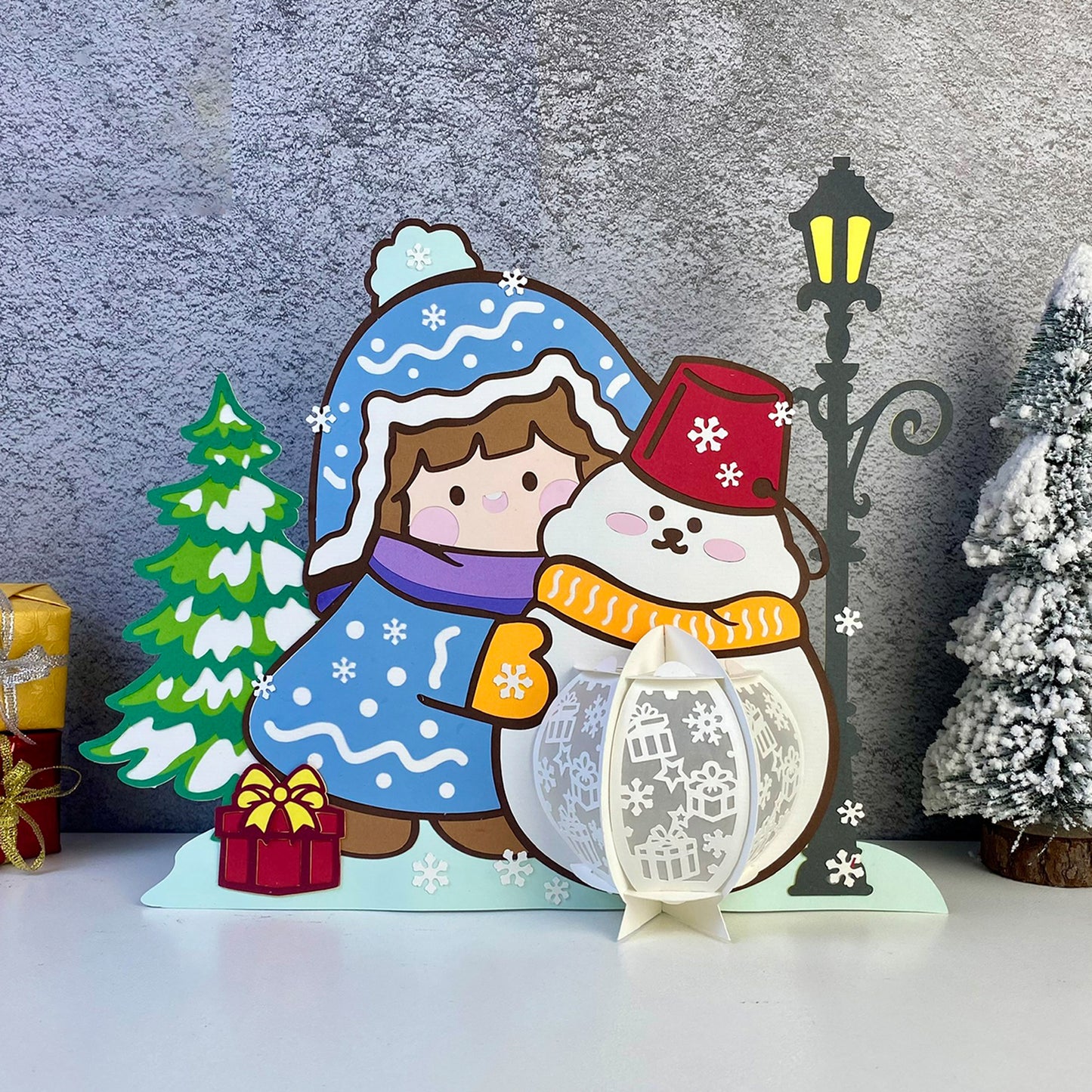 Winter Girl - 3D Christmas Lantern File - Cricut File  - VEKTOR KRAFT