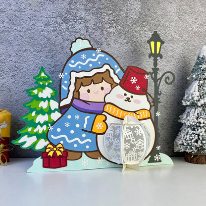 Winter Girl - 3D Christmas Lantern File - Cricut File  - VEKTOR KRAFT