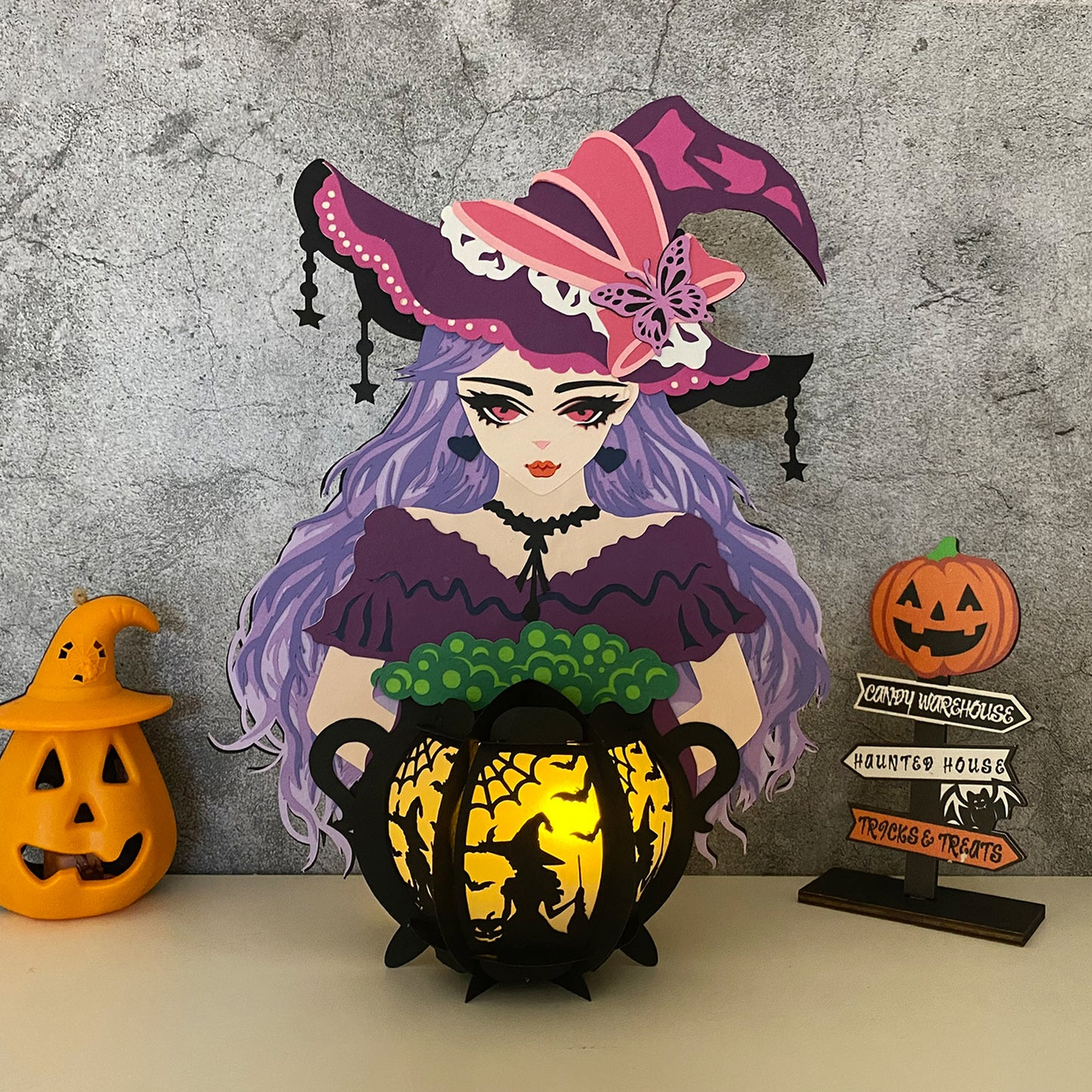 Witch 2 - 3D Halloween Paper Lantern File - Cricut File  - VEKTOR KRAFT
