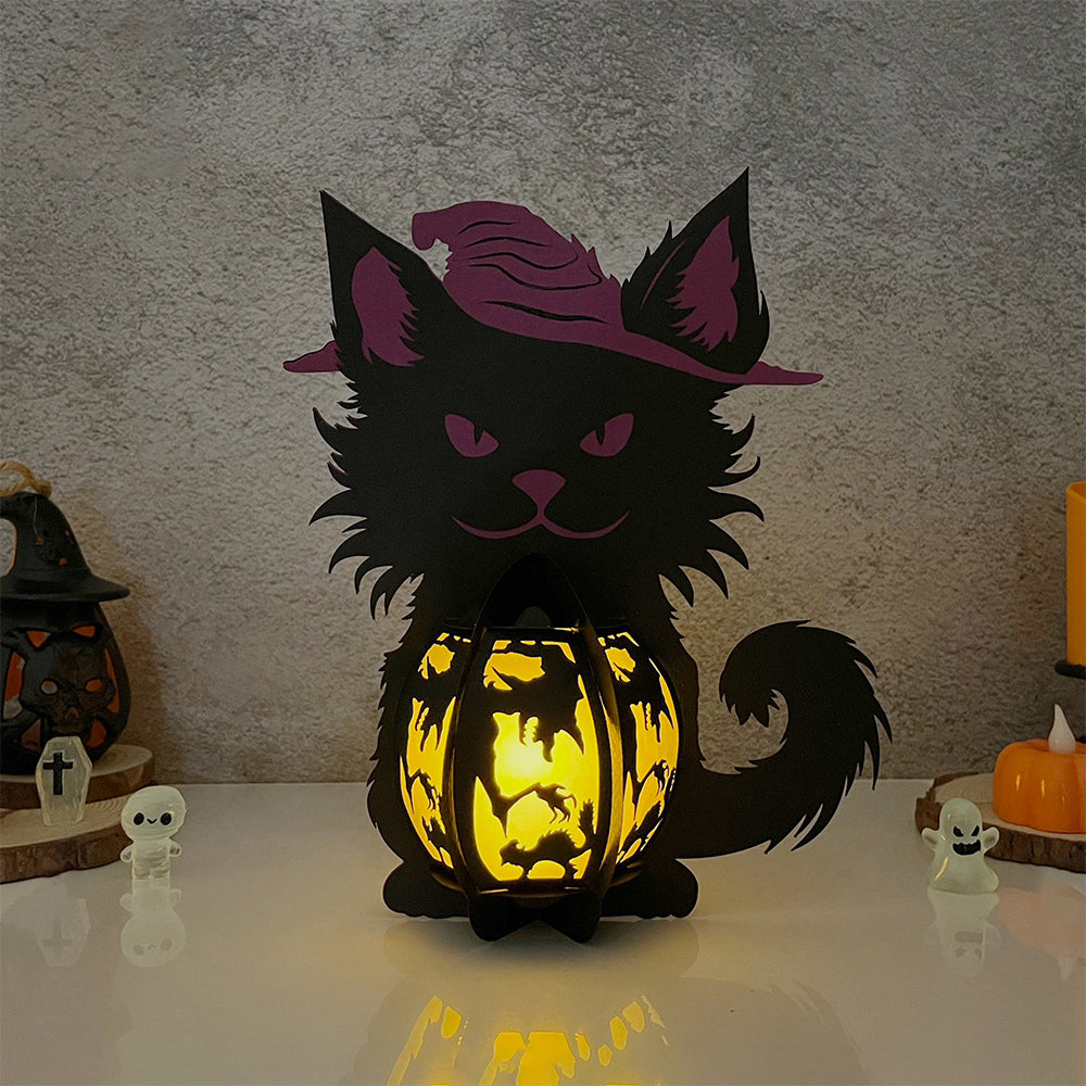 Witch Cat - 3D Halloween Paper Lantern File - Cricut File  - VEKTOR KRAFT
