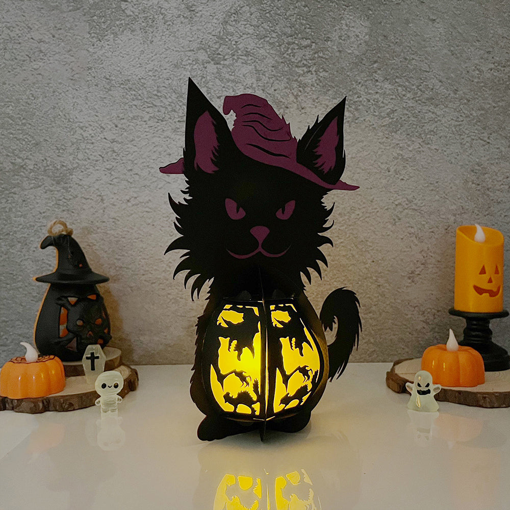 Witch Cat - 3D Halloween Paper Lantern File - Cricut File  - VEKTOR KRAFT