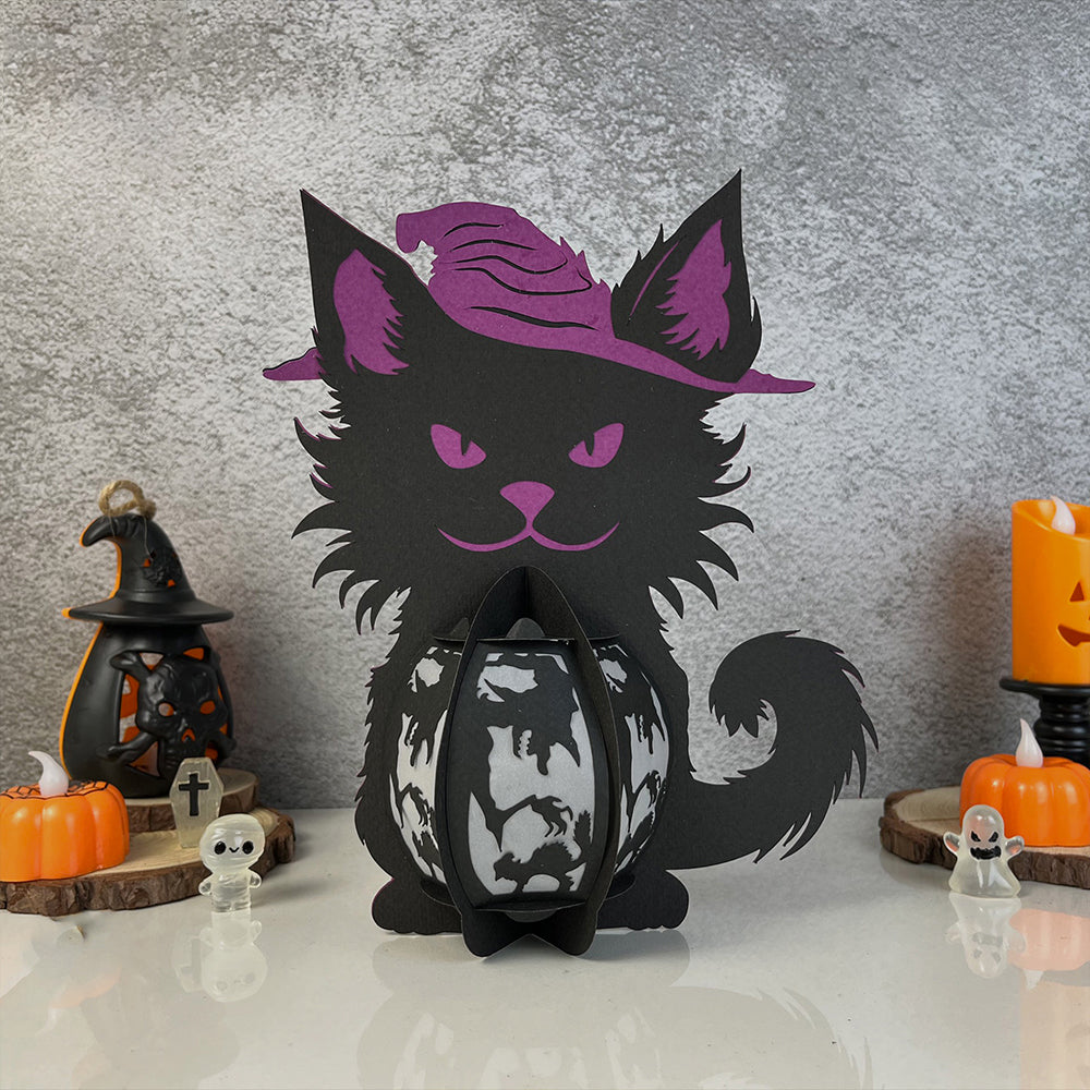 Witch Cat - 3D Halloween Paper Lantern File - Cricut File  - VEKTOR KRAFT