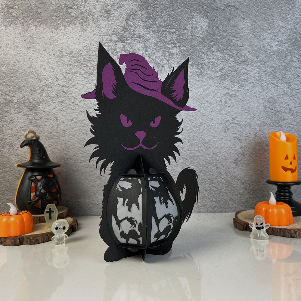 Witch Cat - 3D Halloween Paper Lantern File - Cricut File  - VEKTOR KRAFT