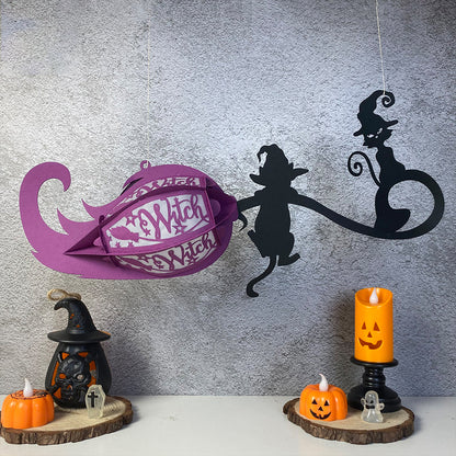 Witch's Broom - 3D Halloween Paper Lantern File - Cricut File  - VEKTOR KRAFT