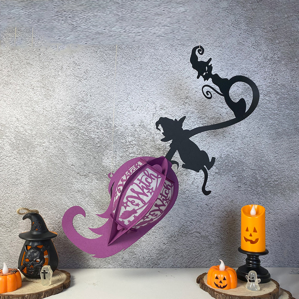 Witch's Broom - 3D Halloween Paper Lantern File - Cricut File  - VEKTOR KRAFT