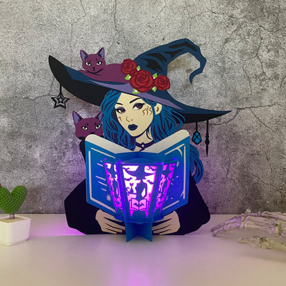 Witches Read Books - 3D Halloween Paper Lantern File - Cricut File  - VEKTOR KRAFT